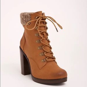Torrid Sweater Heel Lace up Booties